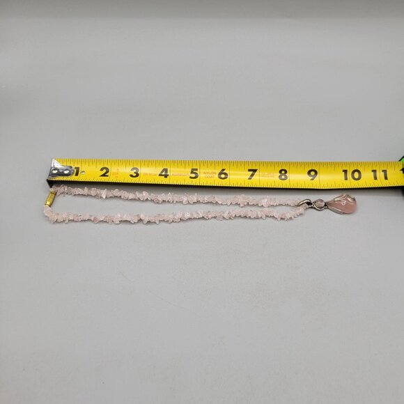 Rose Quartz Chip Bead Necklace Quartz Teardrop Sterling Pendant Wire Wrap - Picture 9 of 9